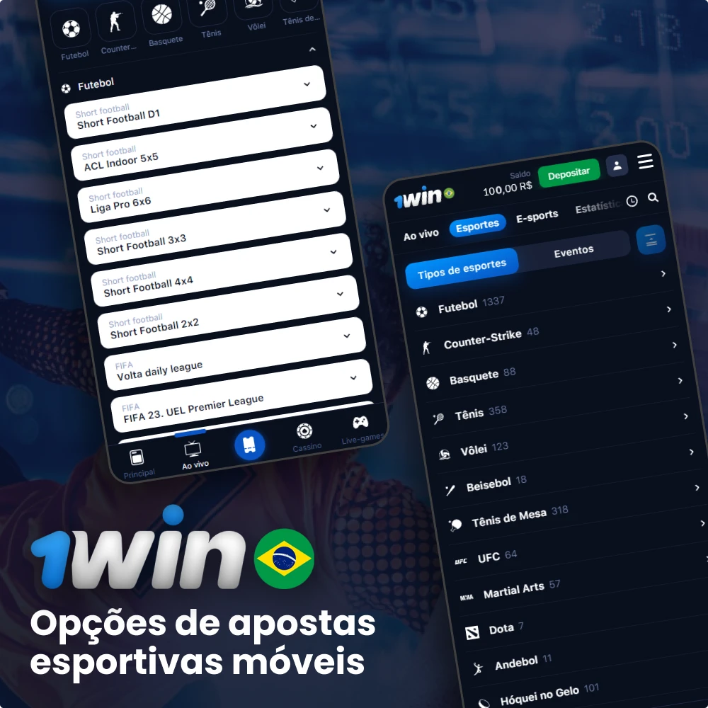 Apostas desportivas móveis na 1win